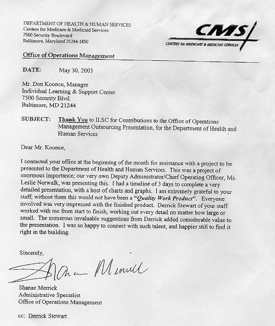 CMS Helpdesk Letter